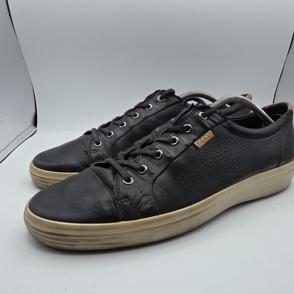 ECCO Soft 7 Mens Size 13 Black Leather Lace Up Shoes Walking Comfort Work Wear - Picture 4 of 13